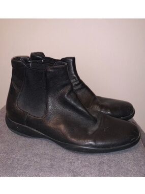 Prada Black Leather Chelsea Ankle Boots 38